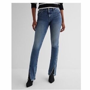 Express mid- rise medium wash twist seam skyscrape Jeans